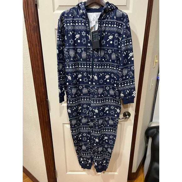 NWT Fabletics Cozy Fleece Hooded Onesie With Hanukkah Print Relaxed Fit Butter S - Picture 7 of 9